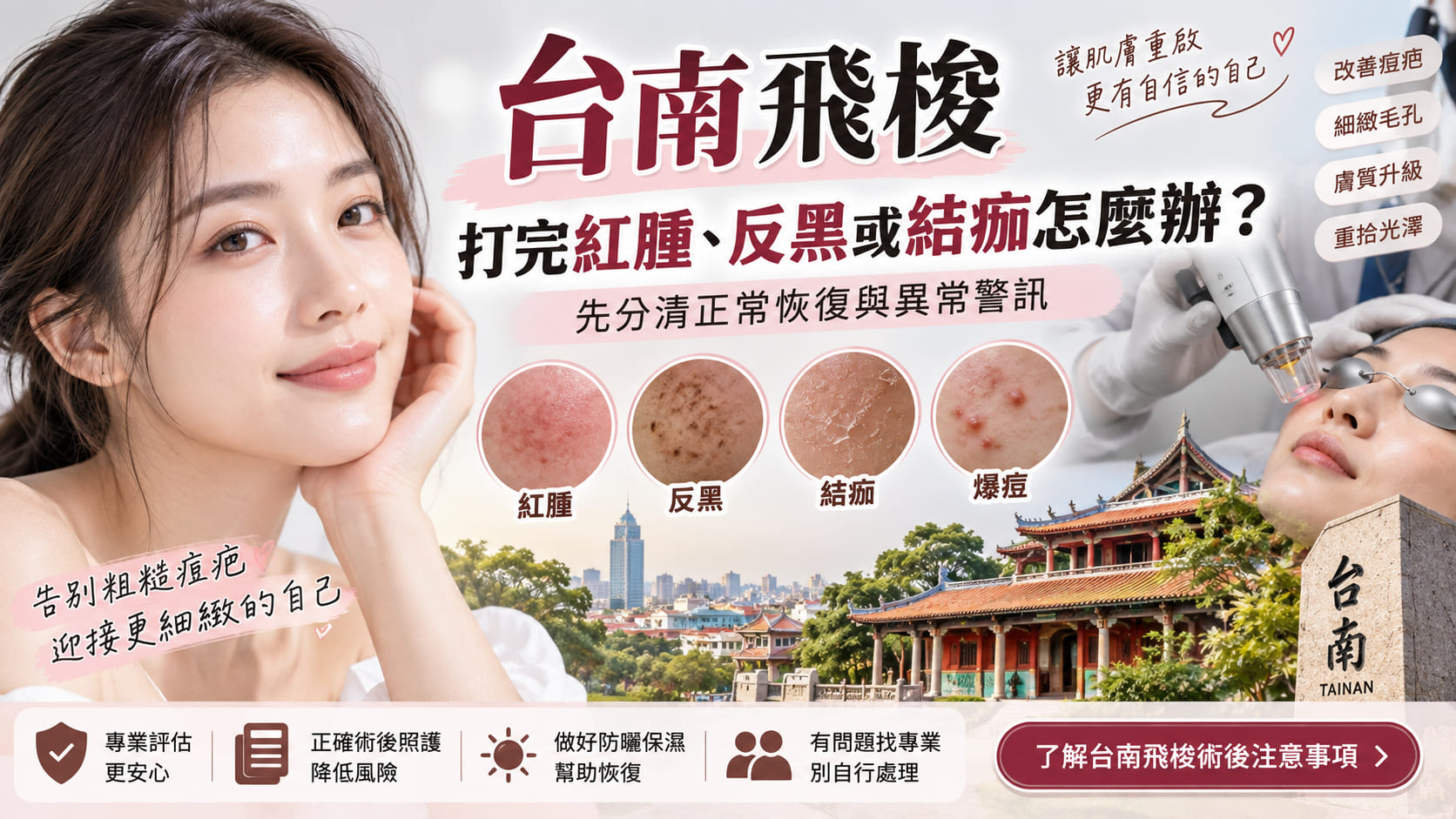 台南飛梭打完紅腫、反黑或結痂怎麼辦？先分清正常恢復與異常警訊